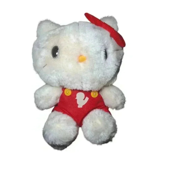 1976 Hello Kitty 12” plush toy red overalls Child Guidance Sanrio CBS - Picture 1 of 10